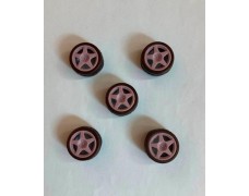 Wheels + tires – Speedline ( 5 spoke tarmac ) / 3D print / 5 pcs for Peugeot 306 Maxi 1/24